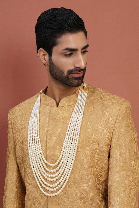 Shop Ruby Raang White Beaded Long Necklace at Aza Fashions Shop_Ruby Raang_White Beaded Long Necklace _at_Aza_Fashions