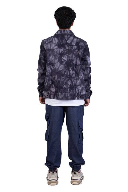 Shop_Theorem_Blue Cotton, Denim Tie Dye Jacket _at_Aza_Fashions