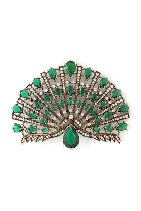 Cosa Nostraa Mayur Pankh Embellished Brooch 