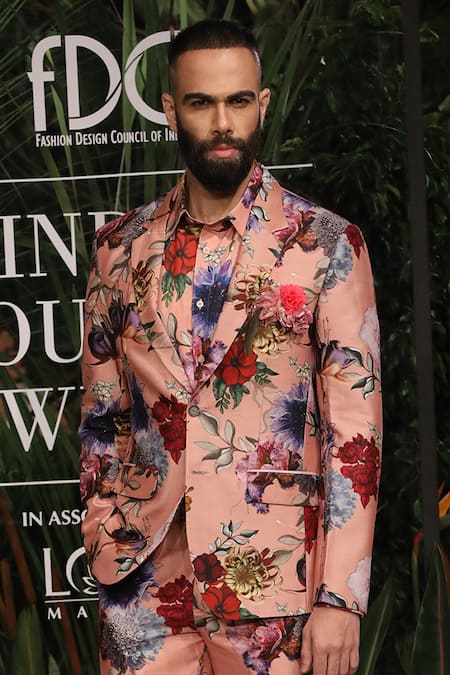 Varun Bahl Floral Print Blazer Set 