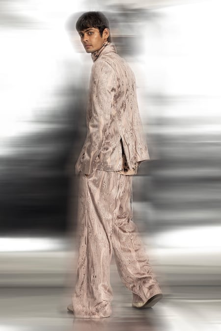 Shop Abhishek Sharma Grey Net, Satin, Voile Embroidery Abstract Yarn Couched Jacket Trouser Set at Aza Fashions Shop_Abhishek Sharma_Grey Net, Satin, Voile Embroidery Abstract Yarn Couched Jacket Trouser Set _at_Aza_Fashions