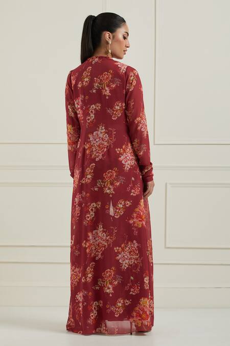 Label Nitisha Floral Print Jacket Gharara Set 