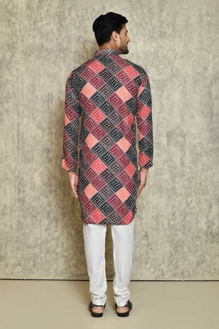 Shop_Naintara Bajaj_Multi Color Kurta Heavy Cotton Bandhani Set _at_Aza_Fashions