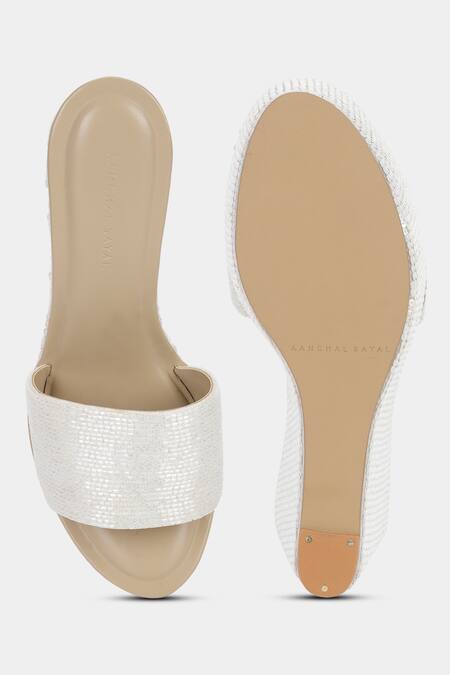 Aanchal Sayal Silver Embroidered Forest Sequin Wedges 2