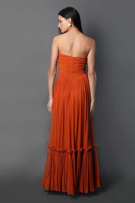 Swatee Singh Pleated Hem Corset Gown 