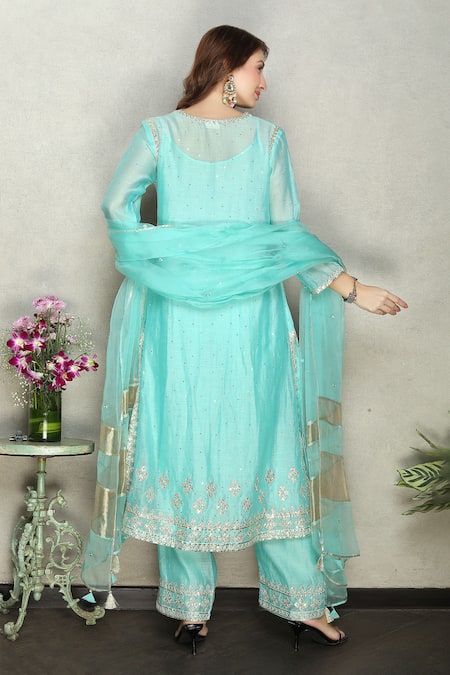 Falguni.Foram Embroidered Chanderi Silk A-Line Kurta Set 