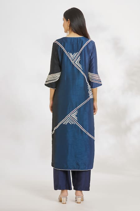 Paksh Hand Embroidered Silk Ombre Kurta Set 