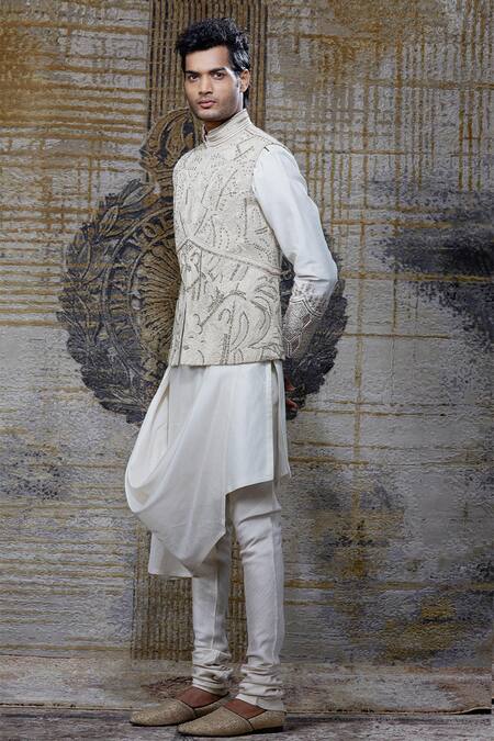 Shantnu Nikhil White Bundi Organza And Kurta Set Online at Aza Fashions Shantnu Nikhil_White Bundi Organza And Kurta Set _Online_at_Aza_Fashions
