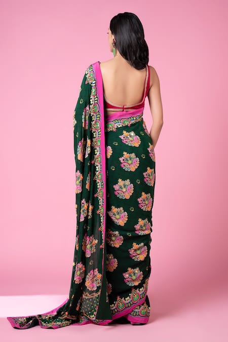 Siddhartha Bansal Royal Paisley Print Saree With Blouse 