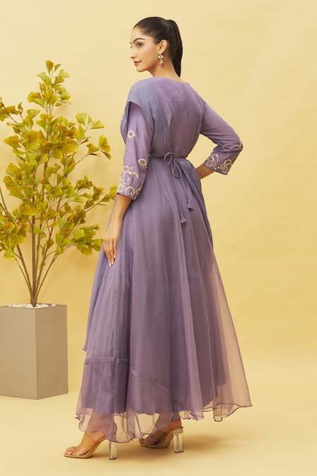 Samyukta Singhania Embroidered Gown With Detachable Belt 