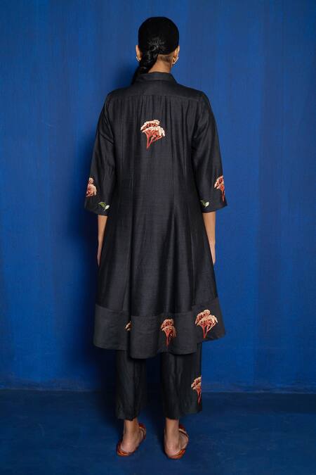 Romaa Floral Embroidered Flared Kurta & Pant Set 