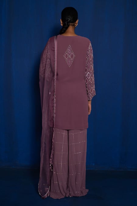 Romaa Geometric Hand Embroidered Kurta Sharara Set 