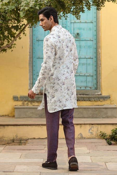 Raw & Rustic By Niti Bothra Floral Print Linen Kurta 