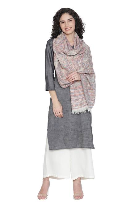 Shop Shingora Off White Woven Floral Stole at Aza Fashions Shop_Shingora_Off White Woven Floral Stole _at_Aza_Fashions