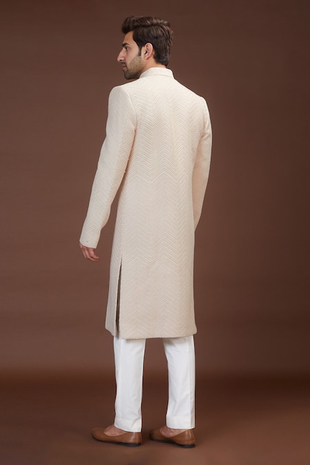 Shop Kasbah Pink Georgette Thread Work Chevron Pattern Sherwani Set at Aza Fashions Shop_Kasbah_Pink Georgette Thread Work Chevron Pattern Sherwani Set _at_Aza_Fashions