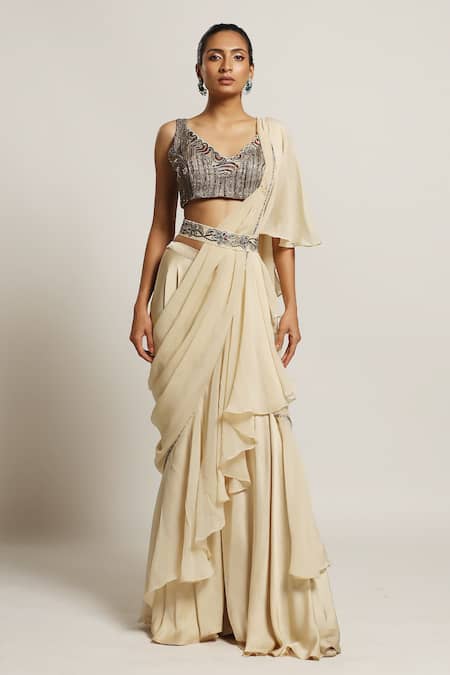 Sejal Kamdar Ruffle Pant Saree With Blouse 