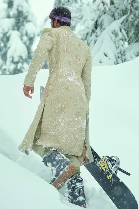 Sahil Kochhar Masha 3D Applique Embroidered Sherwani Set 