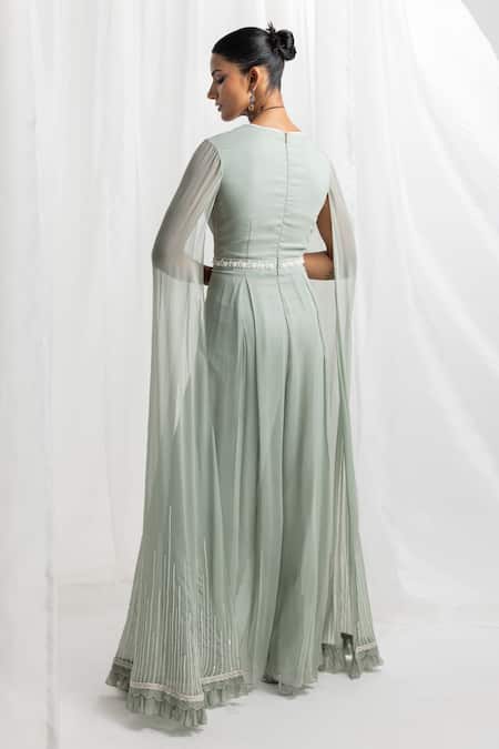 Seema Thukral Cascading Flared Sleeve Embellished Jumpsuit 