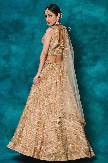Mehar Trellis & Floral Hand Embroidered Bridal Lehenga Set 