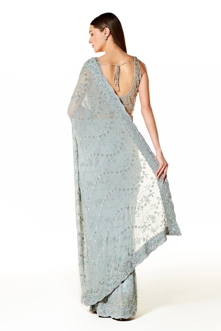 Rabani & Rakha Zaynab Sequin Work Saree With Blouse 