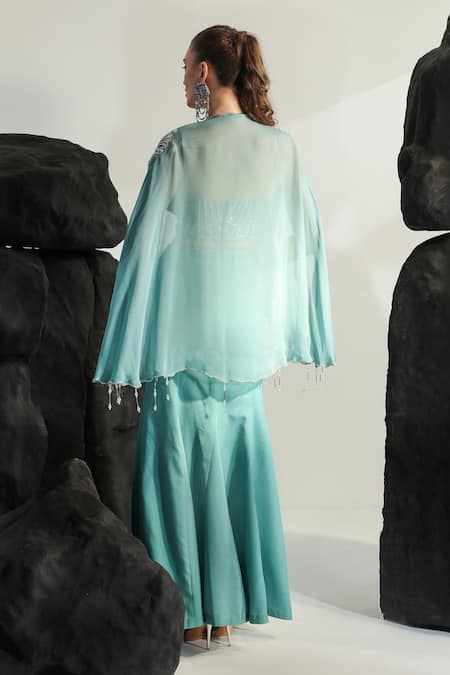 Jade By Ashima Sirena Hand Embroidered Cape & Fish-Cut Skirt Set 