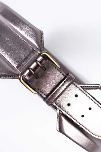 Shop Trov Grey Sloan Metallic Belt at Aza Fashions Shop_Trov_Grey Sloan Metallic Belt _at_Aza_Fashions