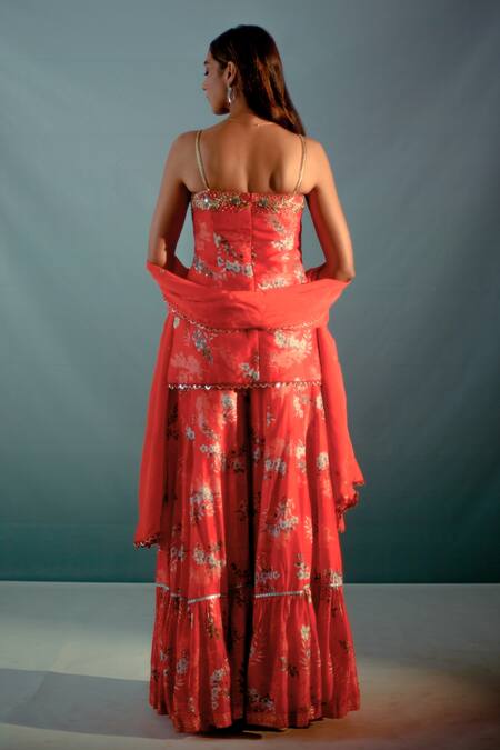 Aaryaa By Kashveen Kohli Vivid Floral Pattern Kurta Sharara Set 