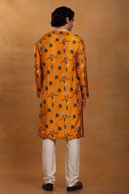 Shop Masaba Yellow Silk Embroidery Spring Blossom Kurta at Aza Fashions Shop_Masaba_Yellow Silk Embroidery Spring Blossom Kurta _at_Aza_Fashions