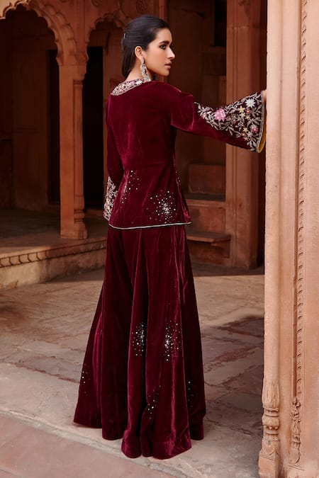 Ajiesh Oberoi Embroidered Jacket & Sharara Set 