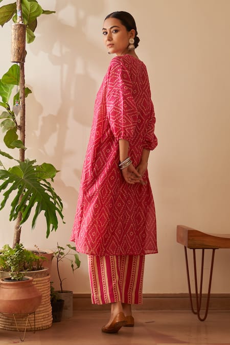 Rekha Agra Diamond Print Kurta With Pant 