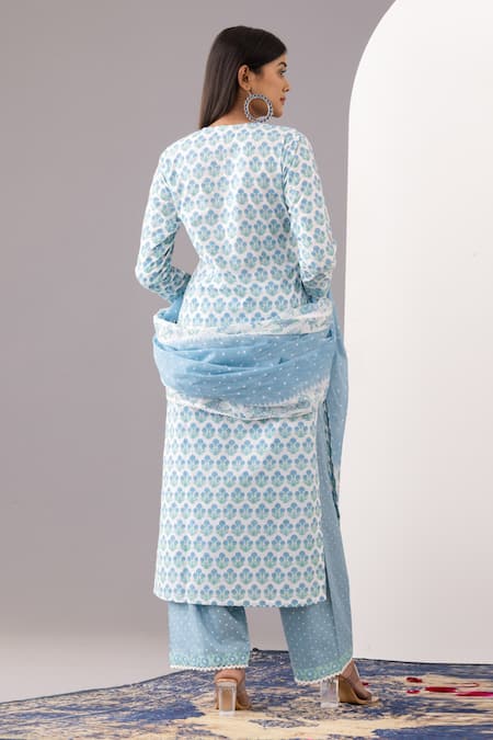 Abbaran Floral Print Kurta Palazzo Set 