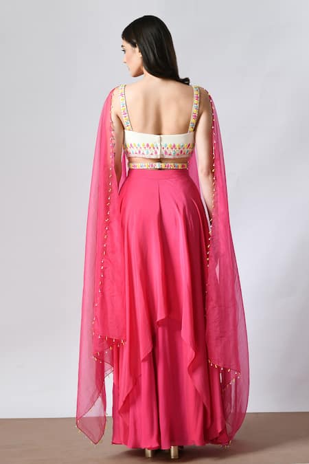 Salt And Spring Layered Lehenga & Beads Embellished Blouse Set 