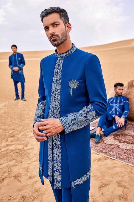 Sarab Khanijou Pearl Embroidered Bandhgala & Pant Set 