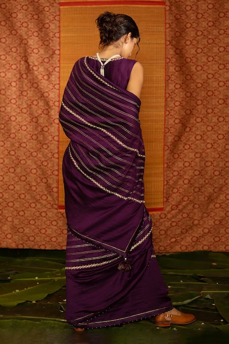 Deep Thee Varna Ada Line Embroidered Saree With Blouse 