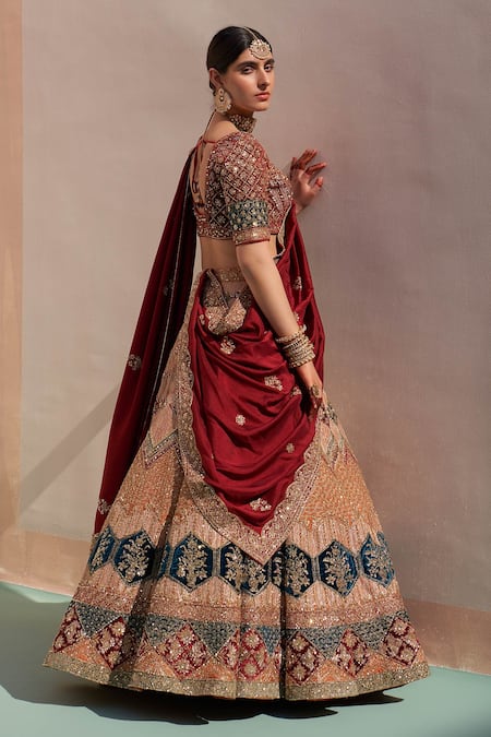 Shop Angad Singh Beige Silk, Chiffon Sequins, Zari Zardozi Embroidered Bridal Lehenga Set at Aza Fashions Shop_Angad Singh_Beige Silk, Chiffon Sequins, Zari Zardozi Embroidered Bridal Lehenga Set _at_Aza_Fashions