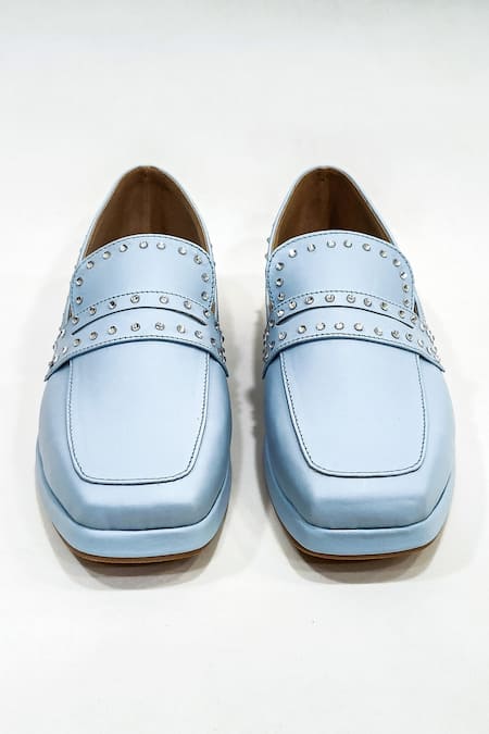 Shop The Alter Blue Powder Embellished Loafers at Aza Fashions Shop_The Alter_Blue Powder Embellished Loafers _at_Aza_Fashions