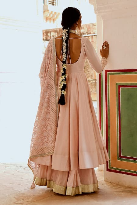 Karaj Jaipur Anarkali Set With Embroidered Dupatta 