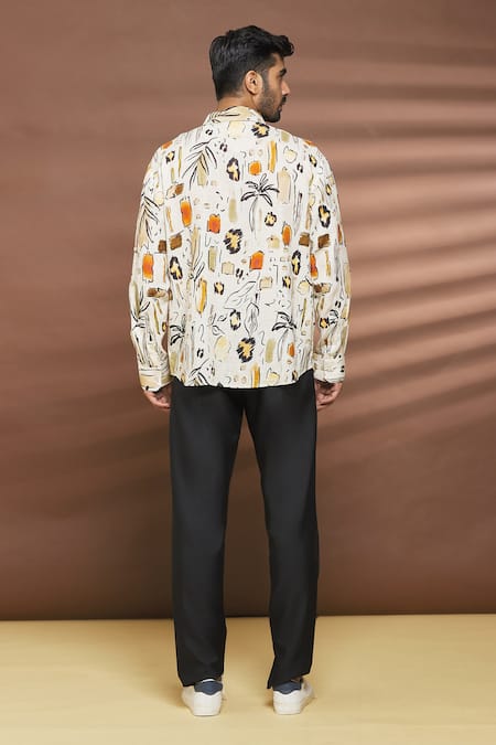 Shop Linen Bloom Multi Color 100% Linen Savanah Print Shirt at Aza Fashions Shop_Linen Bloom_Multi Color 100% Linen Savanah Print Shirt _at_Aza_Fashions