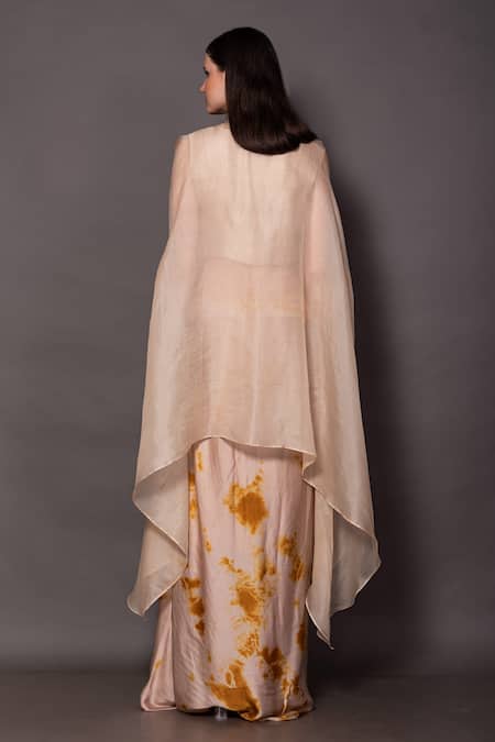 Vara By Vibha N Priti Embroidered Cape Draped Skirt Set 