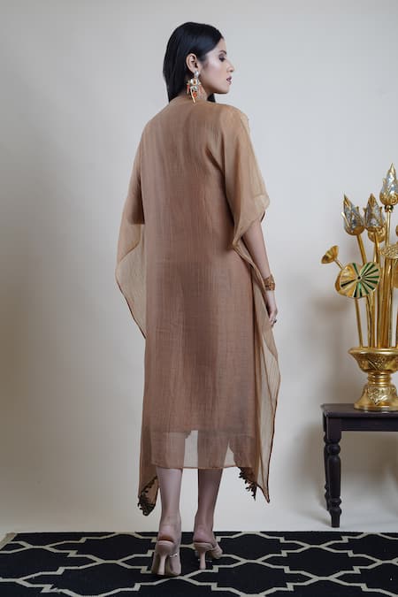 Bhusattva Stripe Pattern Dress With Cape 
