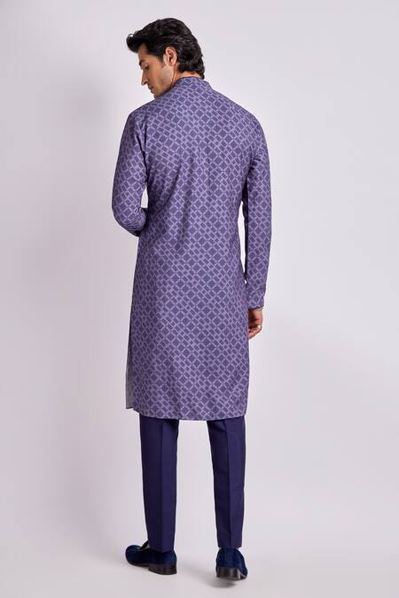 Shop Bubber Couture Purple Modal, Silk Dimitry Medallion Print Kurta Set at Aza Fashions Shop_Bubber Couture_Purple Modal, Silk Dimitry Medallion Print Kurta Set _at_Aza_Fashions