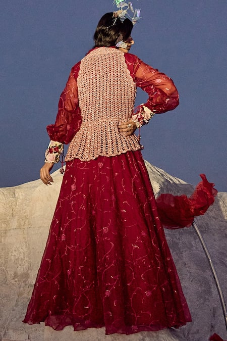 Nikita Vishakha Cuff Embroidered Gown With Jacket 