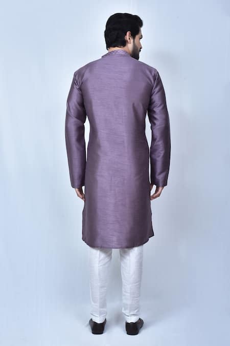 Shop Arihant Rai Sinha Purple Silk Straight Kurta Pant Set at Aza Fashions Shop_Arihant Rai Sinha_Purple Silk Straight Kurta Pant Set _at_Aza_Fashions