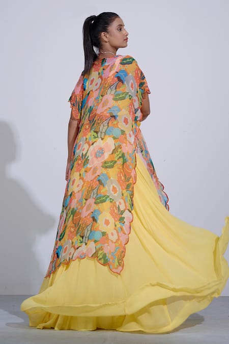 Affroz Printed Cape With Lehenga Set 