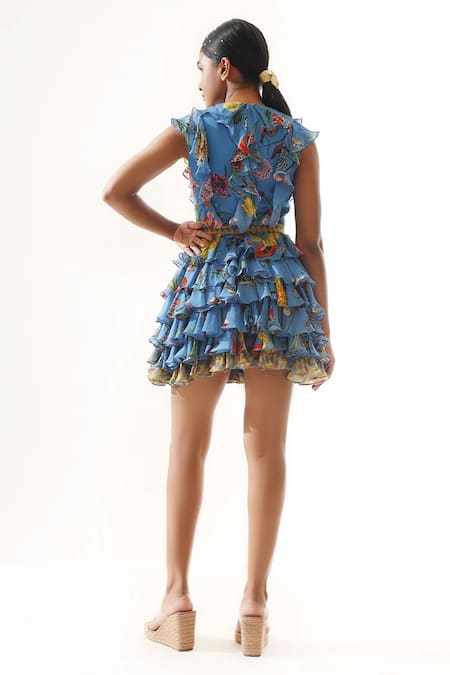 Mahima Mahajan Tiered Ruffle Hem Printed Dress 