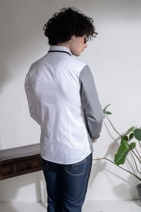 Shop Abkasa White Cotton Metropolitan Shirt at Aza Fashions Shop_Abkasa_White Cotton Metropolitan Shirt _at_Aza_Fashions