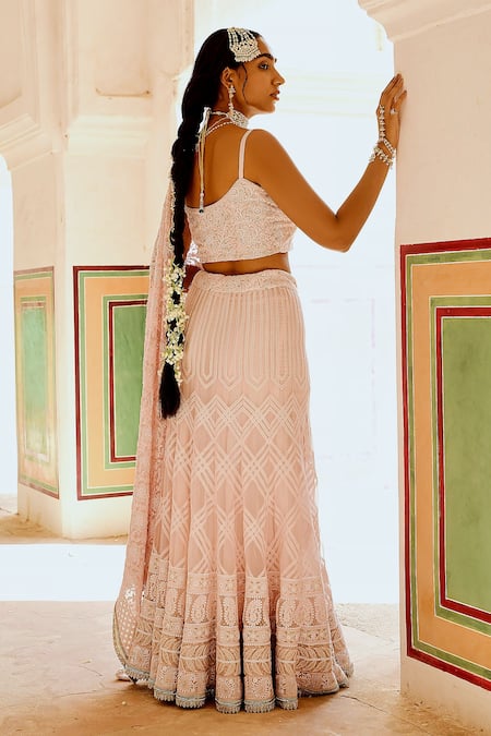 Karaj Jaipur Chikankari Lehenga Set 