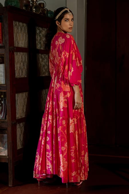 Paulmi And Harsh Flourishing Floral Jaal Print Kaftan & Pant Set 