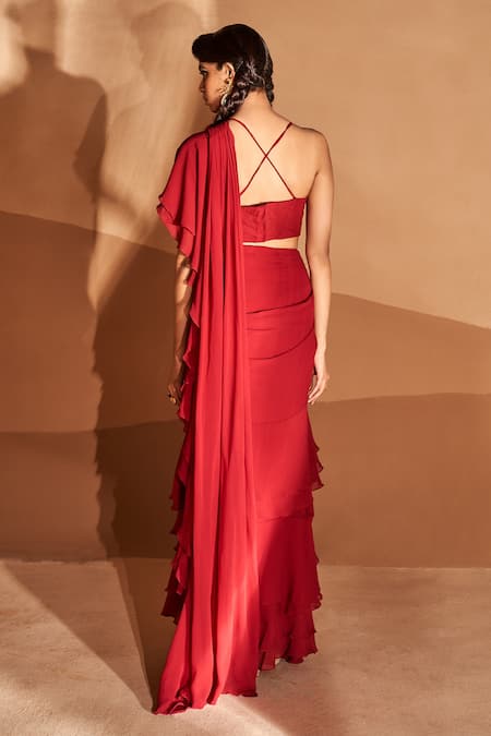 Bhumika Sharma Layered Ruffle Saree With Bustier 