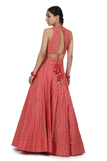 Shop Seema Nanda Pink Organza, Chanderi Silk, Lining Cotton Mul Aiman Print Lehenga Set at Aza Fashions Shop_Seema Nanda_Pink Organza, Chanderi Silk, Lining Cotton Mul Aiman Print Lehenga Set_at_Aza_Fashions